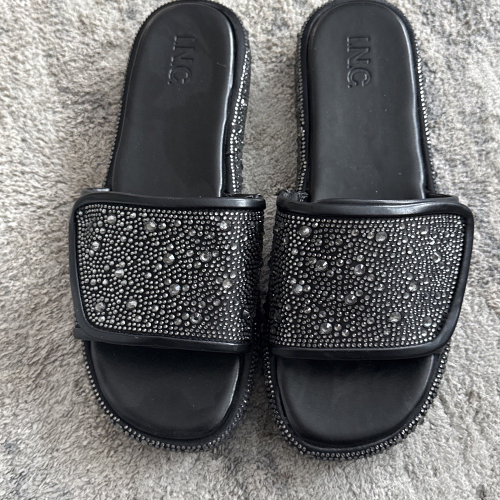 INC Slide Bling Rhinestone Sandals
